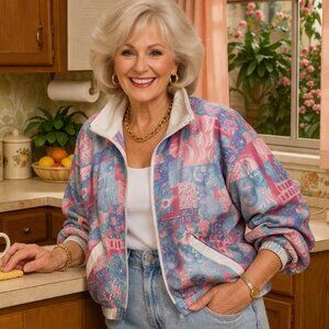 High Intensity size Large Pastel Abstract Full Zip Wind Breaker Jacket